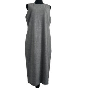 J McLaughlin Murphy Dress Size 14 Grey Pinstripe Wool Blend Career Office Flaw